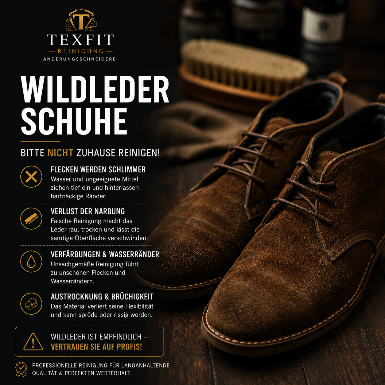 Wildleder-Schuhe richtig reinigen – Pflege vom Profi